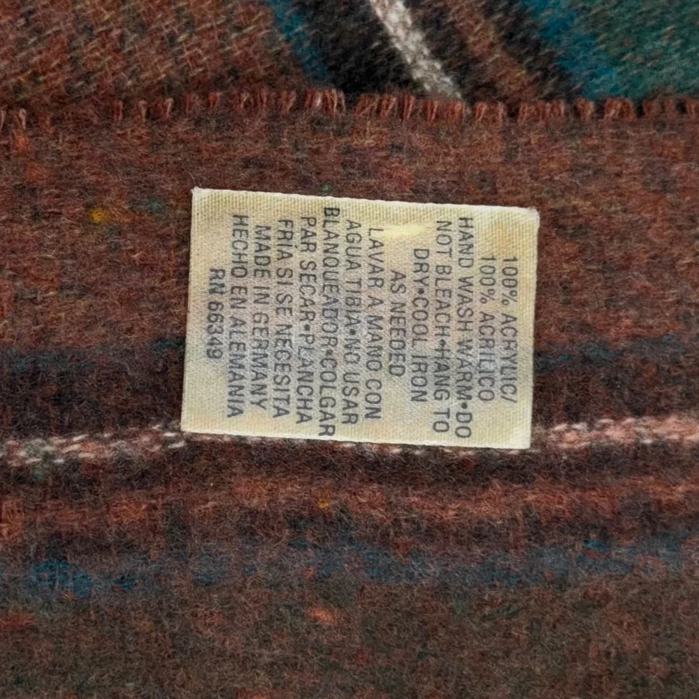 V. Fraas Cashmink Scarf Mens Brown Green Plaid Check Made in Germany RN66349
